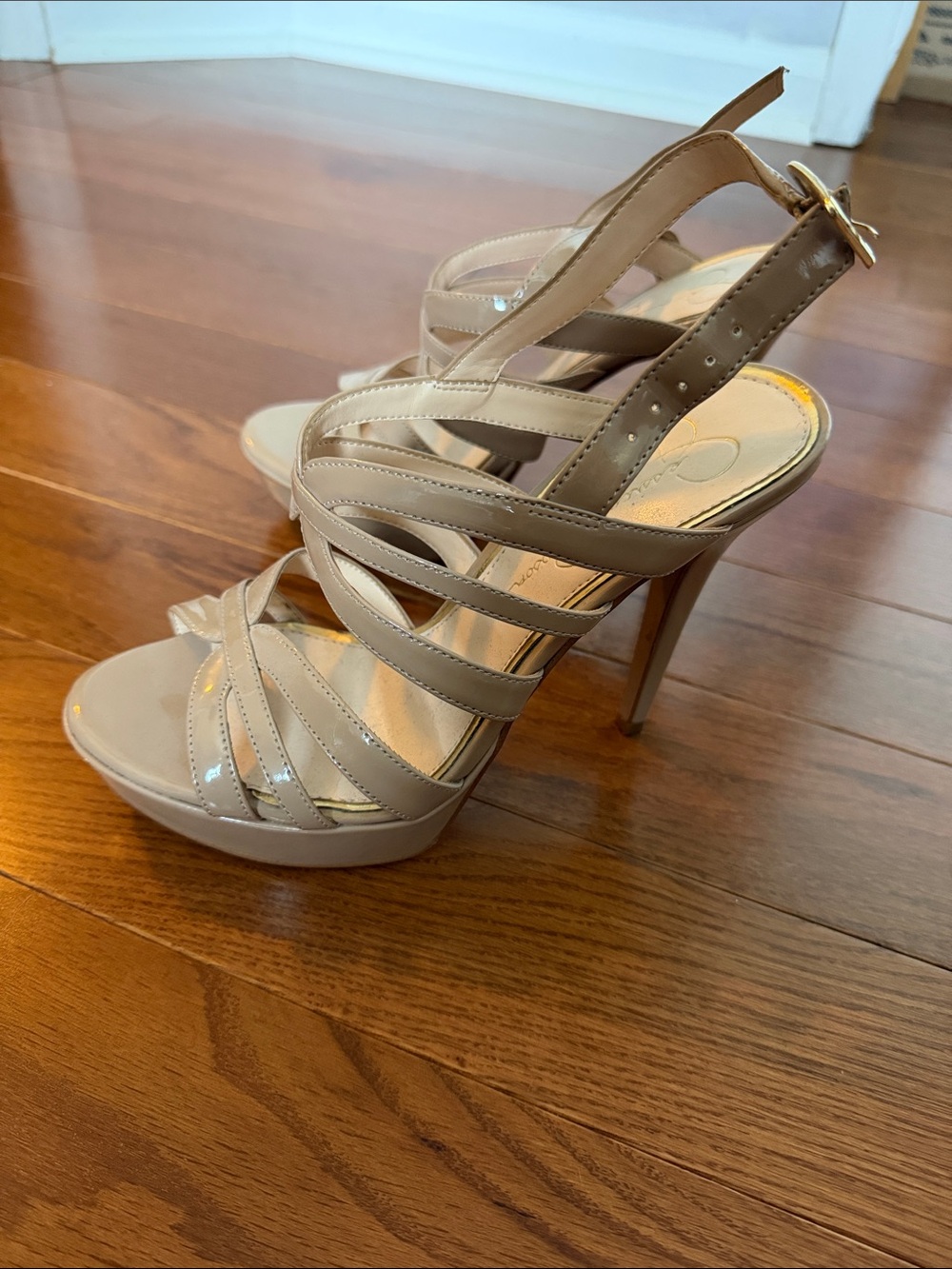 Jessica Simpson Beige Strappy High Heel Sandals - Picture 2 of 5